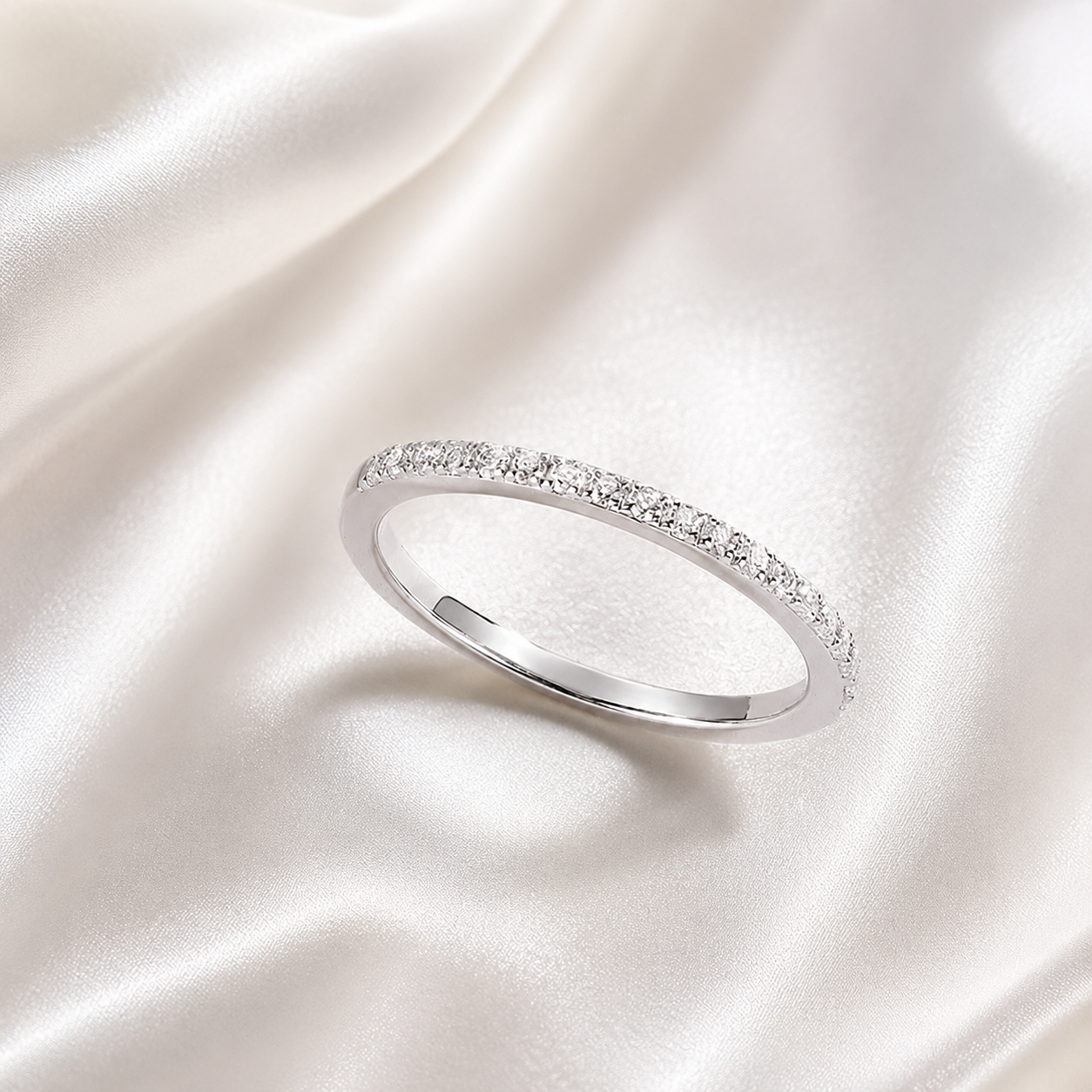 Moissanite Diamond Wedding Band Half Eternity 925 Sterling Silver Ring