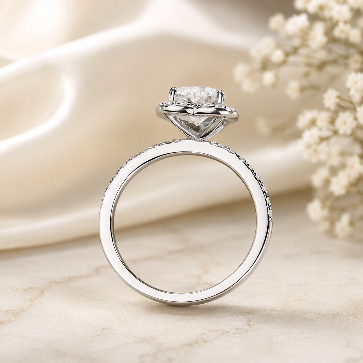 1 Carat Heart Moissanite Diamond Ring Set 925 Sterling Silver