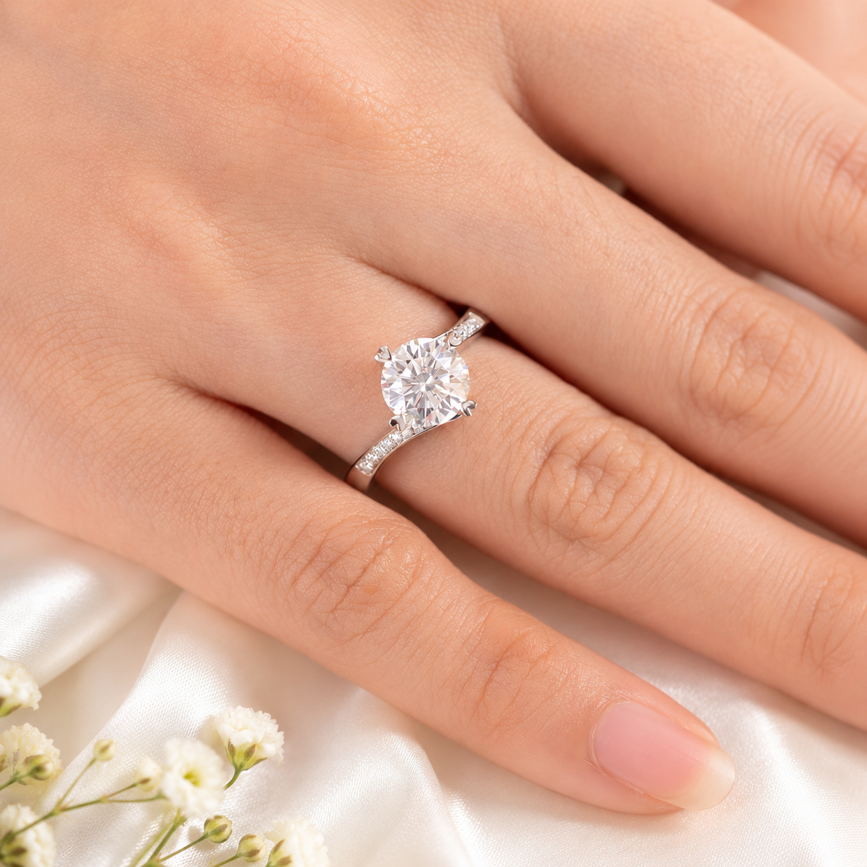 1.5 Carat Moissanite Diamond Ring Heart Shape Prong 925 Sterling Silver