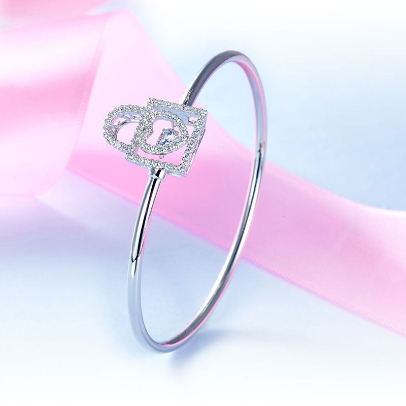 The Devotion Set - heart lock bangle detail view