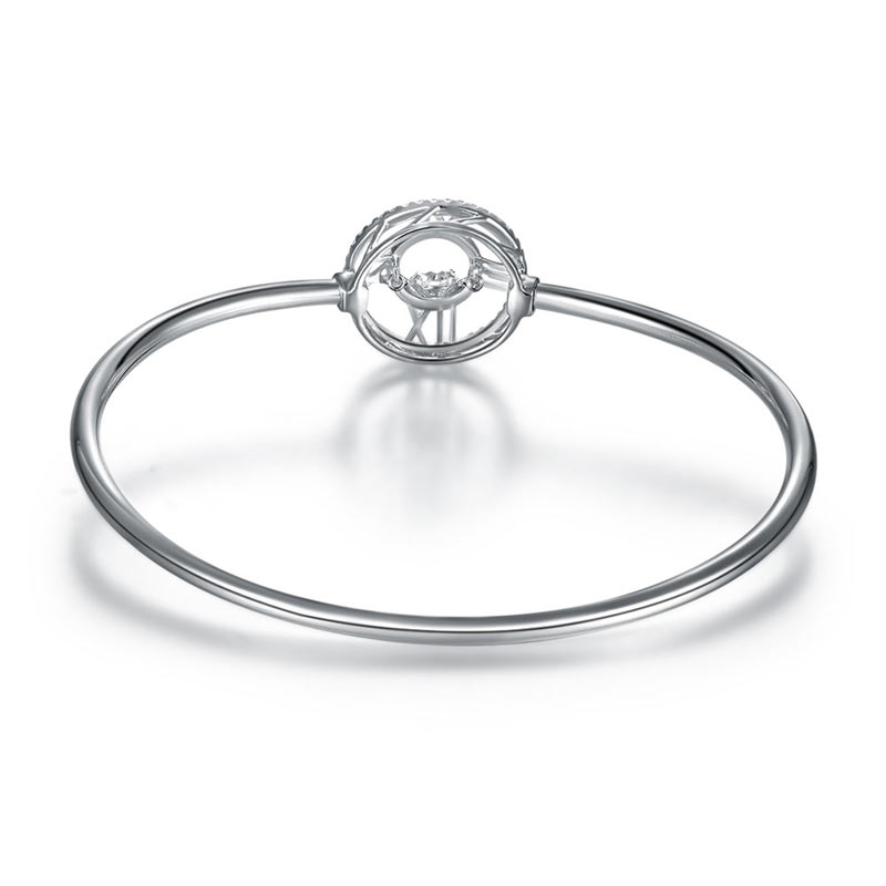 Dancing Stone Cross Bangle Solid 925 Sterling Silver Bridal Wedding - View 6 | SelinJewels