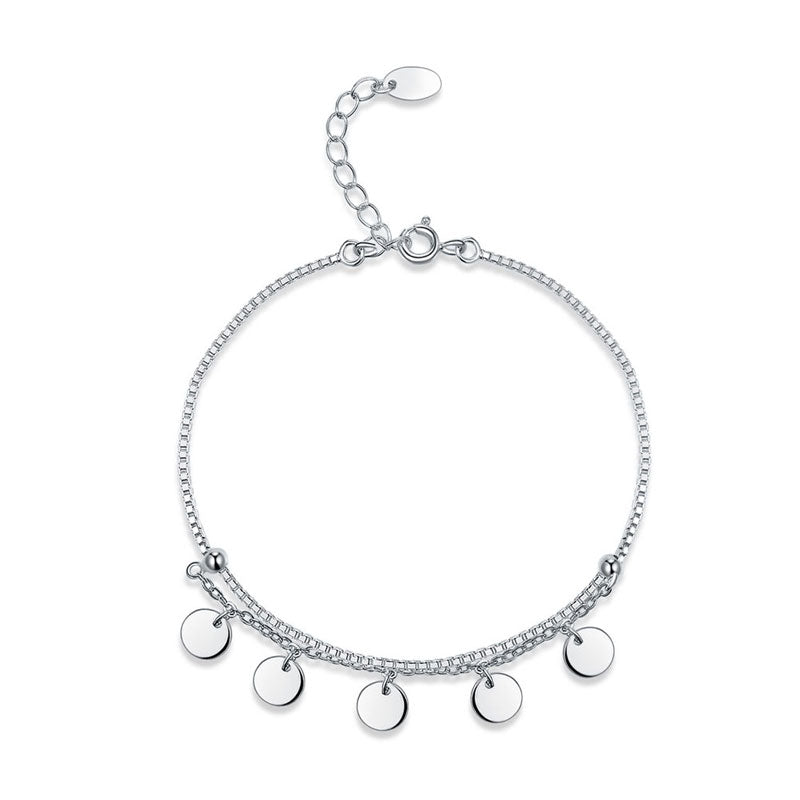 Solid 925 Sterling Silver Bracelet Dangle Circle Fashion Bridesmaid Wedding Gift - View 3 | SelinJewels
