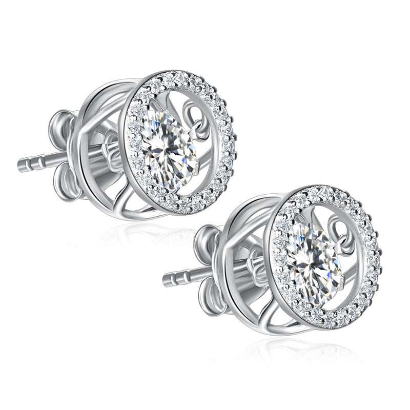 Dancing Stone Stud Earrings 925 Sterling Silver - View 5 | SelinJewels