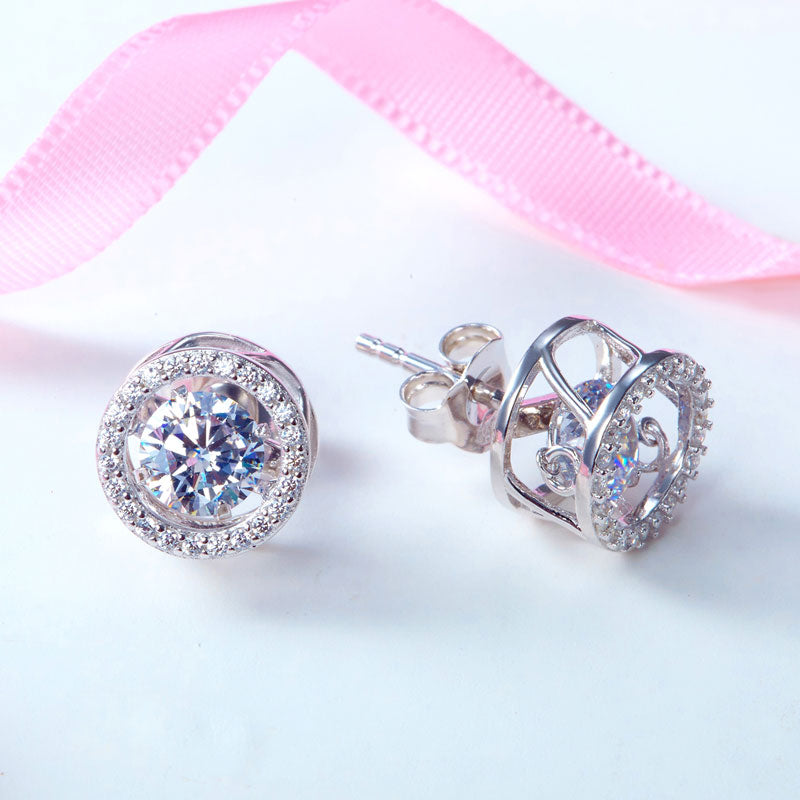 Dancing Stone Stud Earrings 925 Sterling Silver - View 4 | SelinJewels
