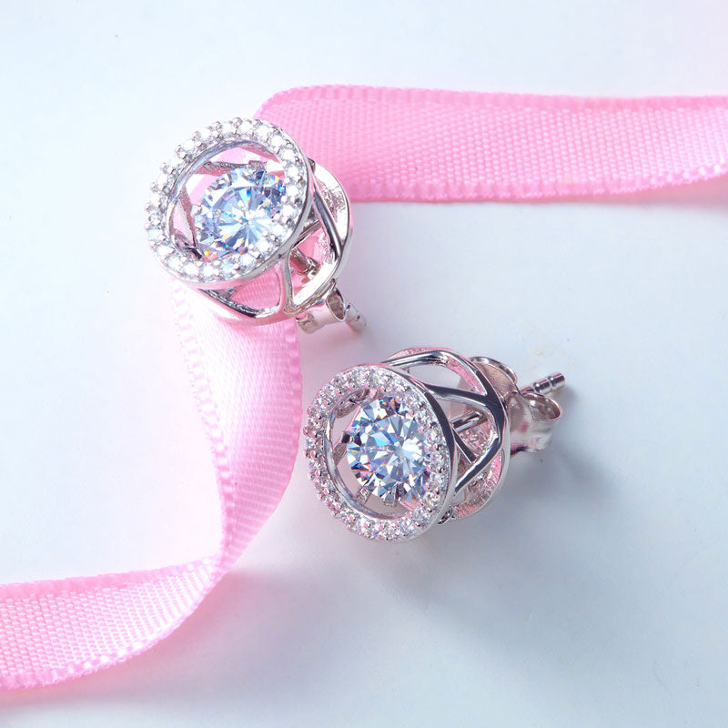 Dancing Stone Stud Earrings 925 Sterling Silver - View 2 | SelinJewels
