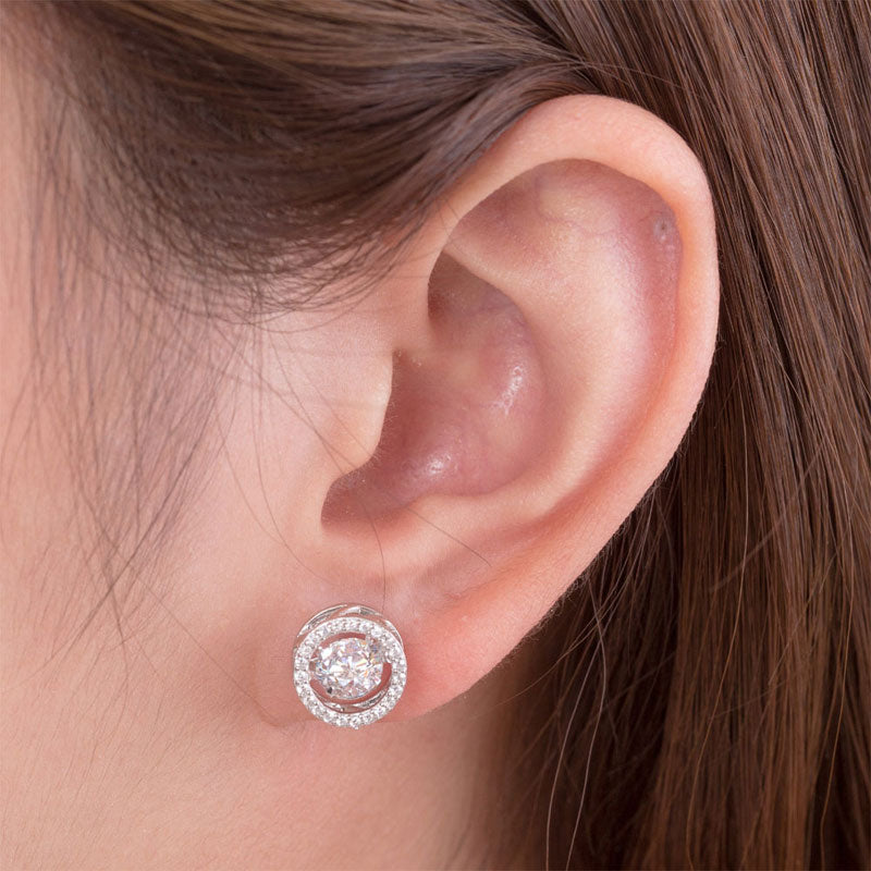 Dancing Stone Stud Earrings 925 Sterling Silver - View 3 | SelinJewels