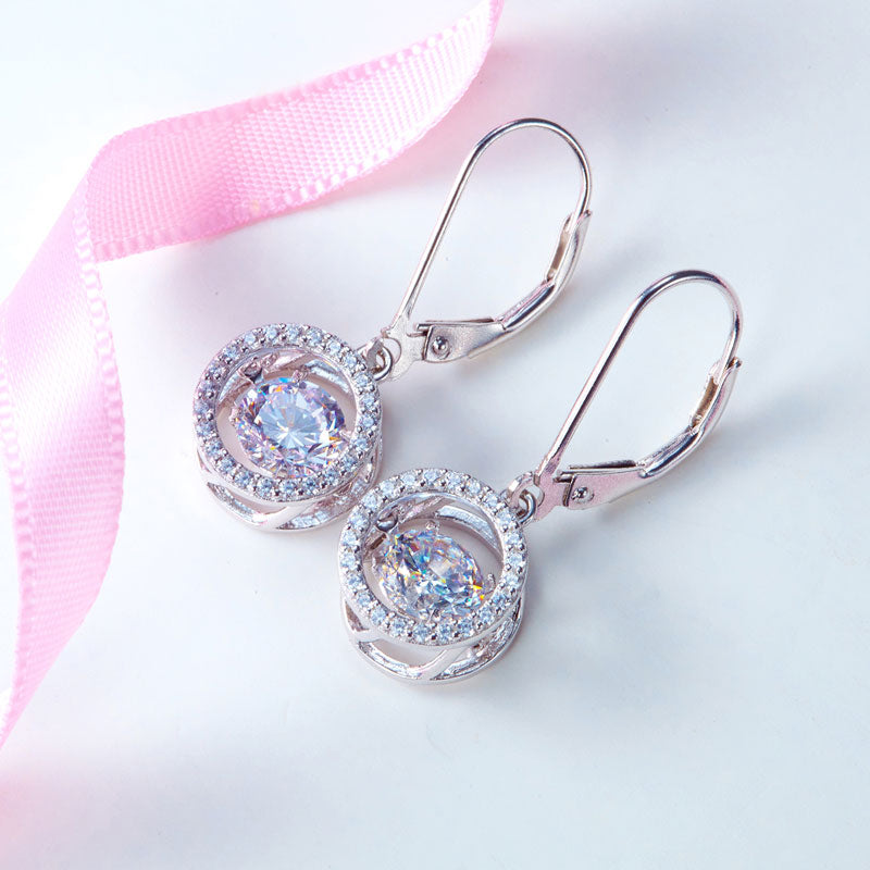 Dancing Stone Dangle Drop Earrings 925 Sterling Silver Wedding Gift - View 4 | SelinJewels