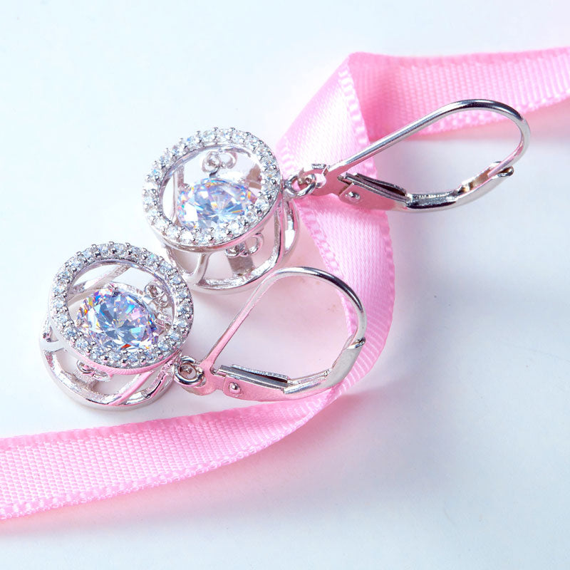 Dancing Stone Dangle Drop Earrings 925 Sterling Silver Wedding Gift - View 6 | SelinJewels