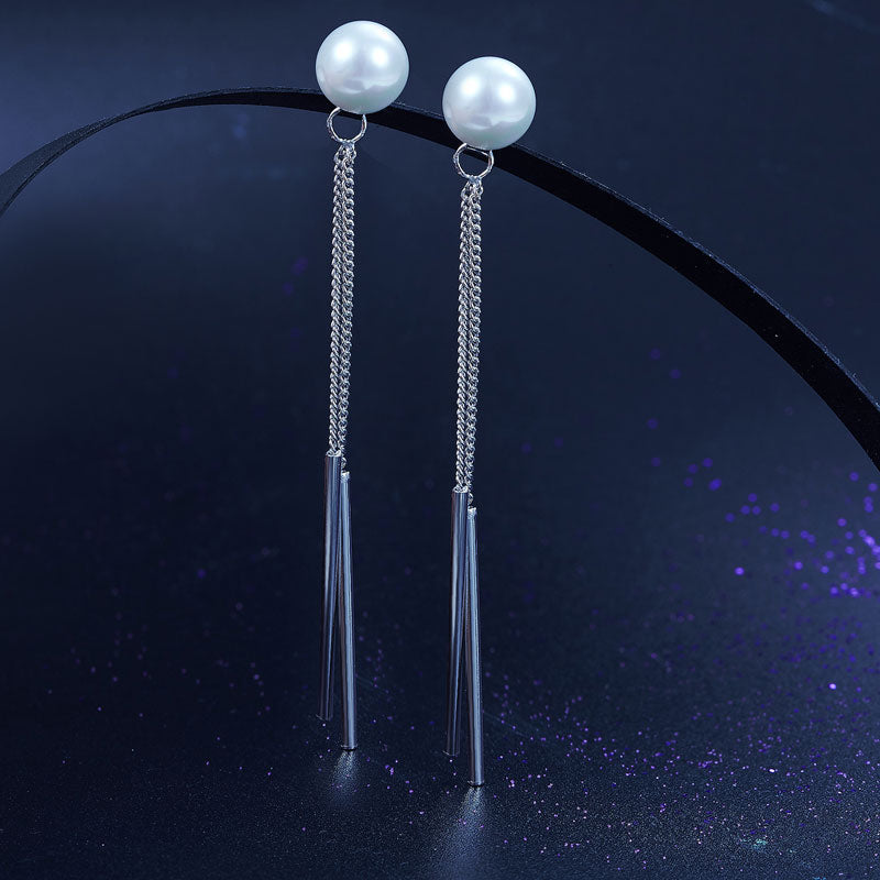 Drop Bridal Wedding 925 Sterling Silver Simulated Pearl Earrings Bridesmaid Jewelry - View 5 | SelinJewels