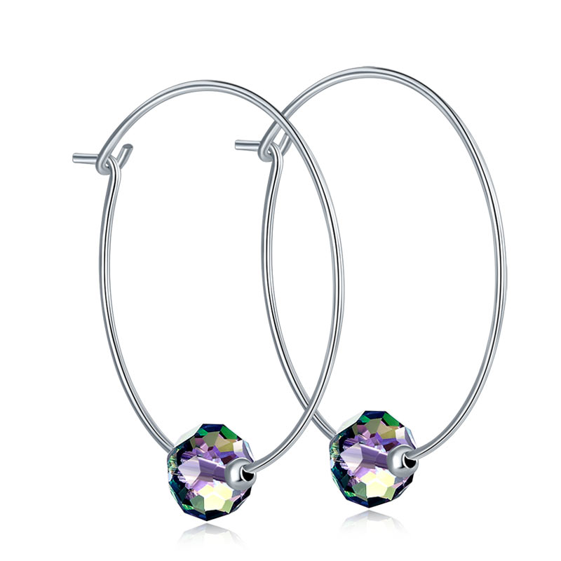 Top Quality 925 Sterling Silver Hoop Earrings AB Austrian Crystal - View 5 | SelinJewels