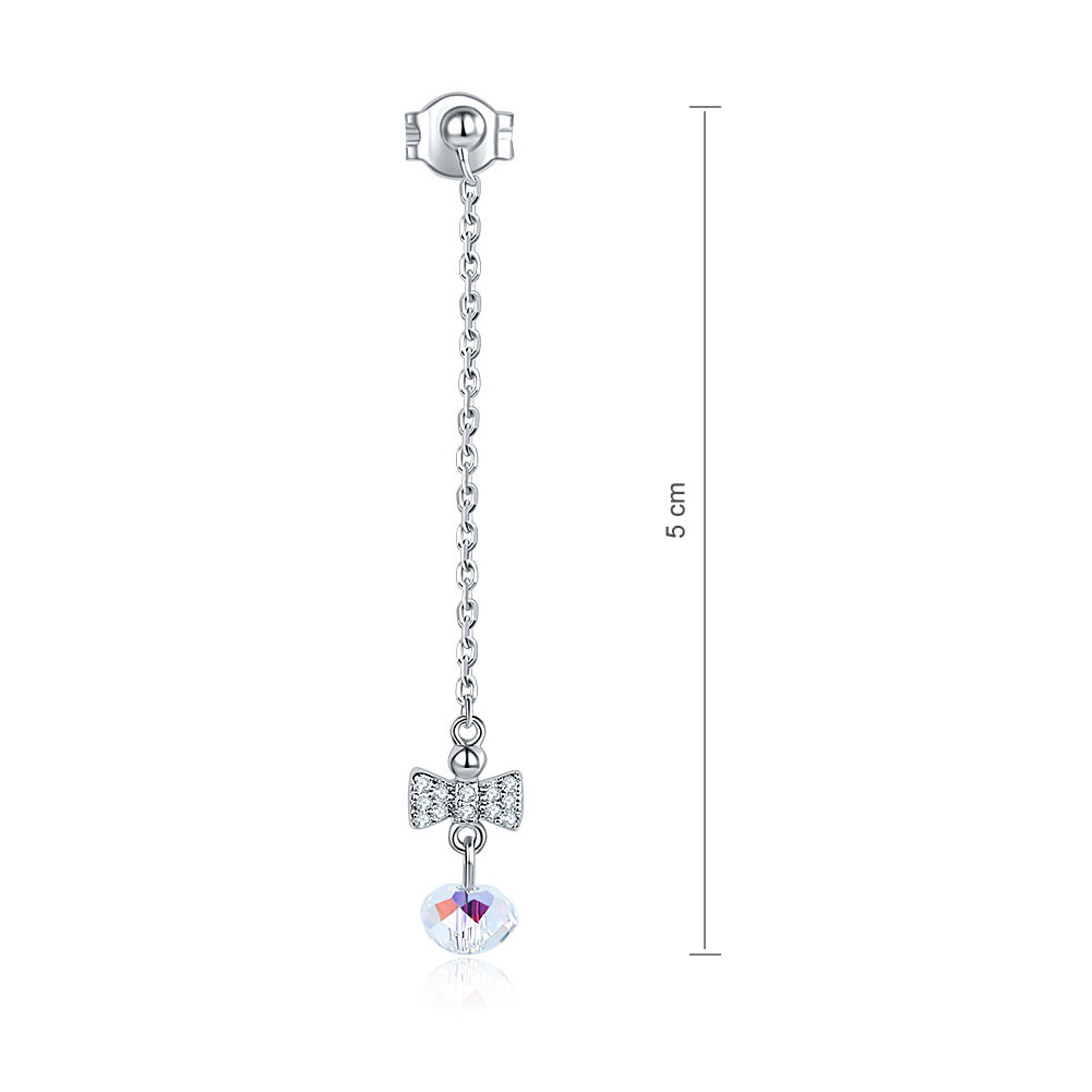 Solid 925 Sterling Silver Drop Dangle Ribbon AB Crystal Earrings - View 3 | SelinJewels