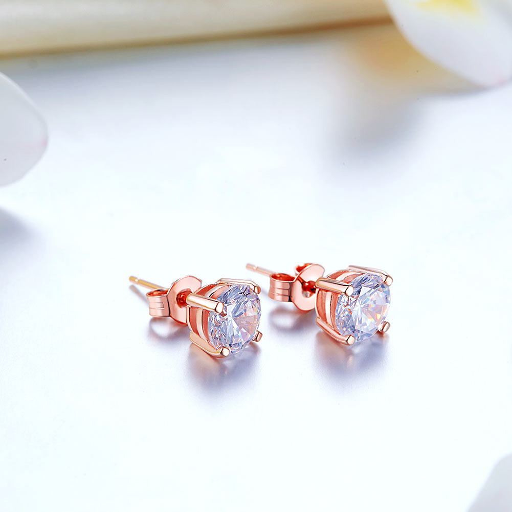 The Roselle Set - rose gold stud earrings alternate view
