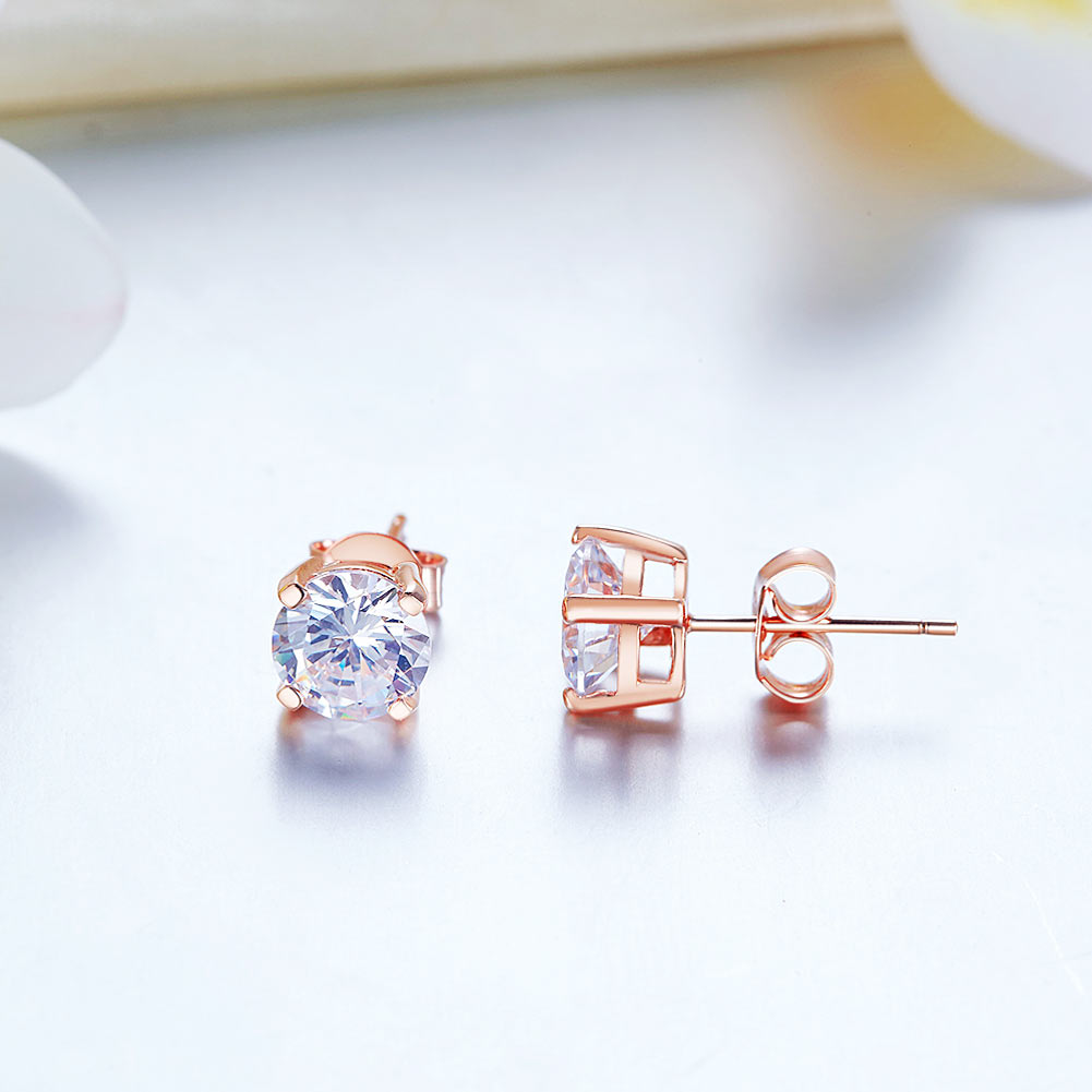 The Roselle Set - rose gold stud earrings second angle