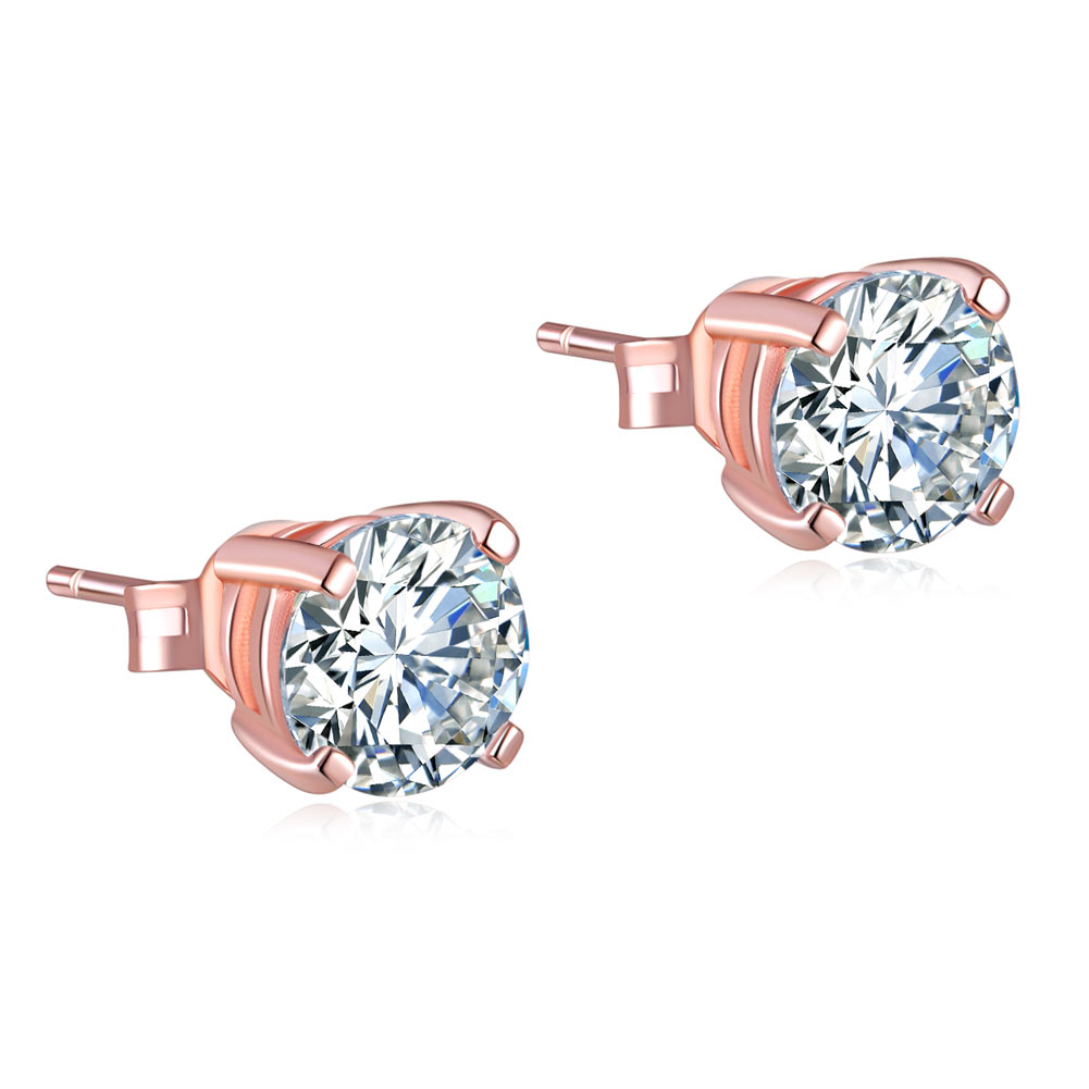 The Roselle Set - rose gold stud earrings side view
