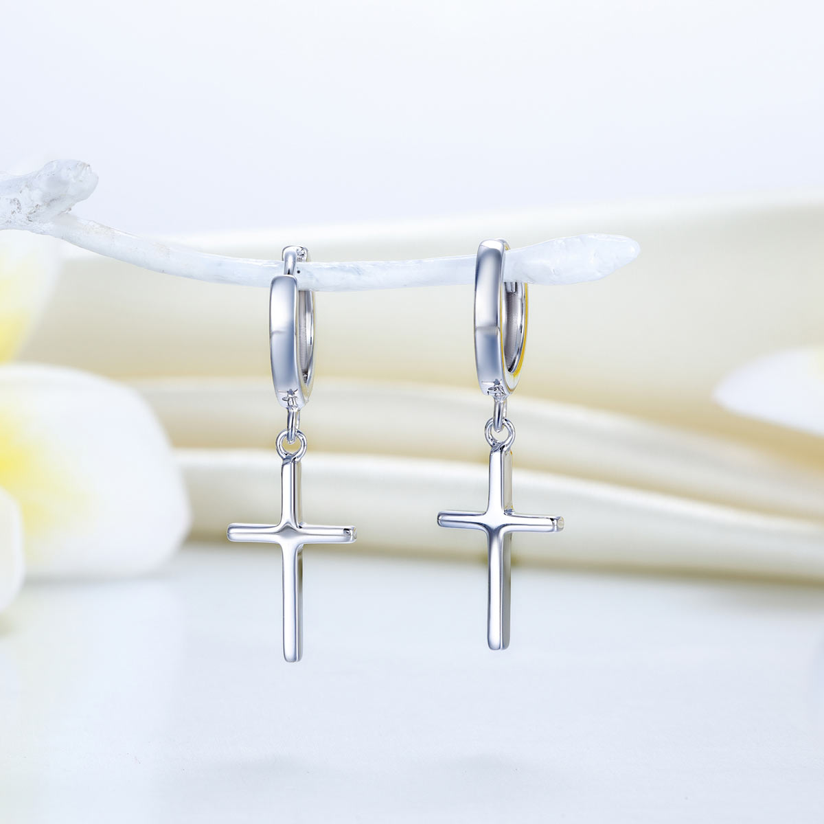The Grace Set - cross earrings detail view