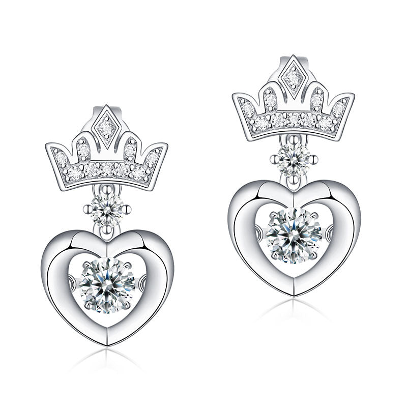 Dancing Stone Dangle Crown Earrings 925 Sterling Silver - View 4 | SelinJewels
