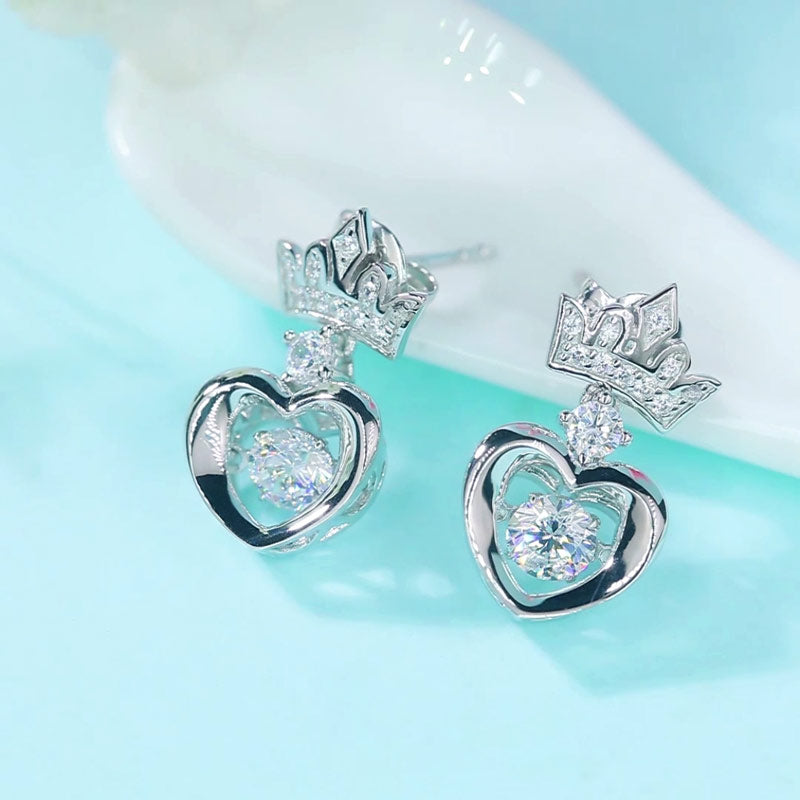 Dancing Stone Dangle Crown Earrings 925 Sterling Silver - View 5 | SelinJewels