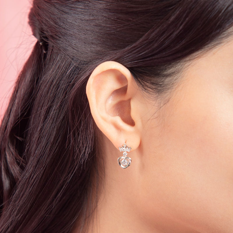 Dancing Stone Dangle Crown Earrings 925 Sterling Silver - View 3 | SelinJewels