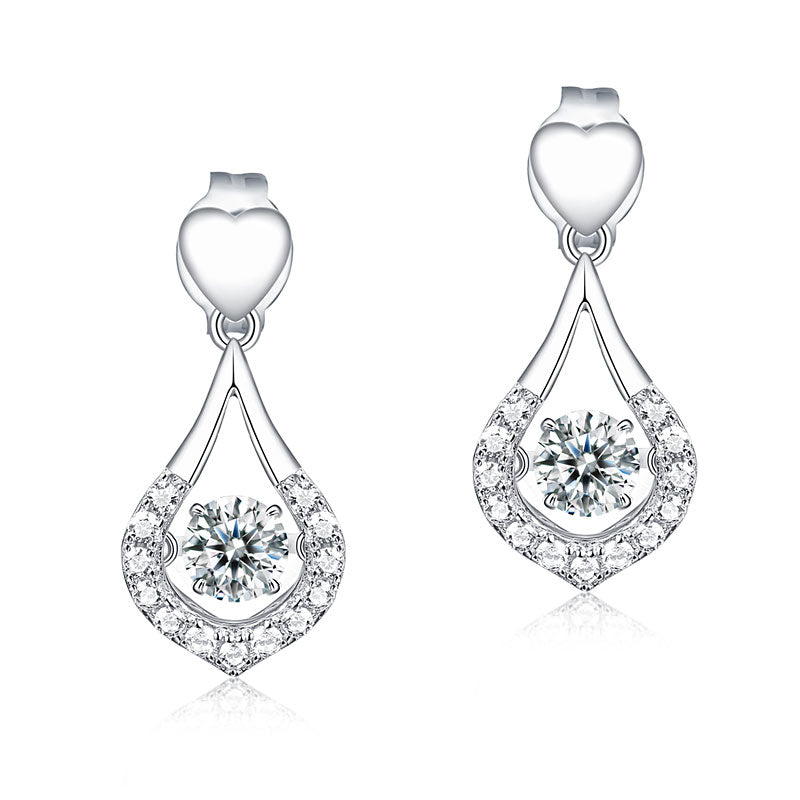 Dancing Stone Earrings Heart Tear Drop 925 Sterling Silver - View 4 | SelinJewels
