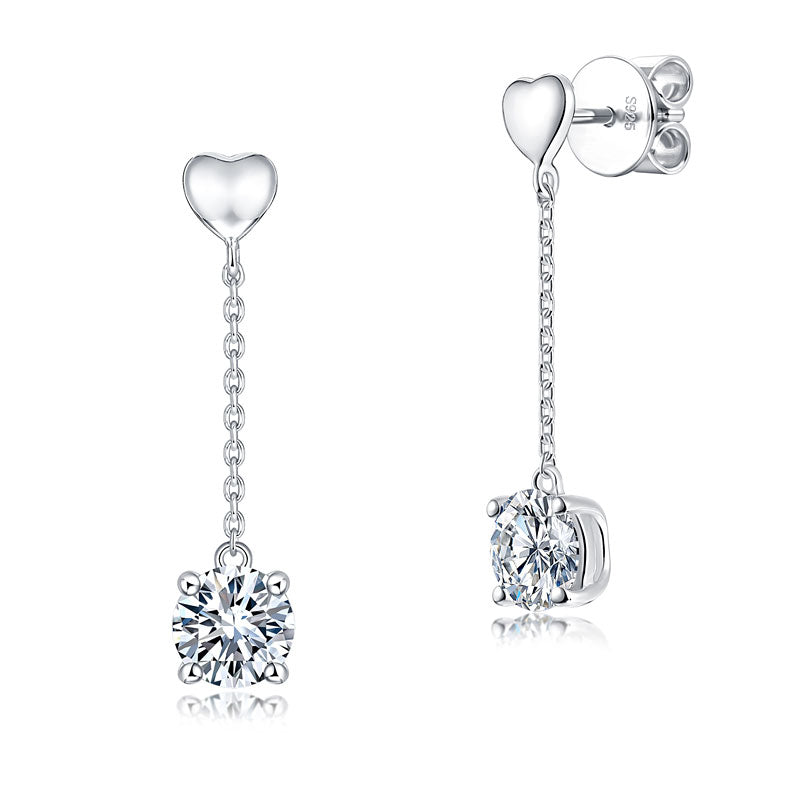 1 Carat Moissanite Diamond Dangle Earrings in 925 Sterling Silver - Wedding Anniversary Gift | SelinJewels