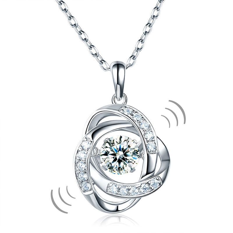 Dancing Stone Pendant Necklace Solid 925 Sterling Silver | SelinJewels