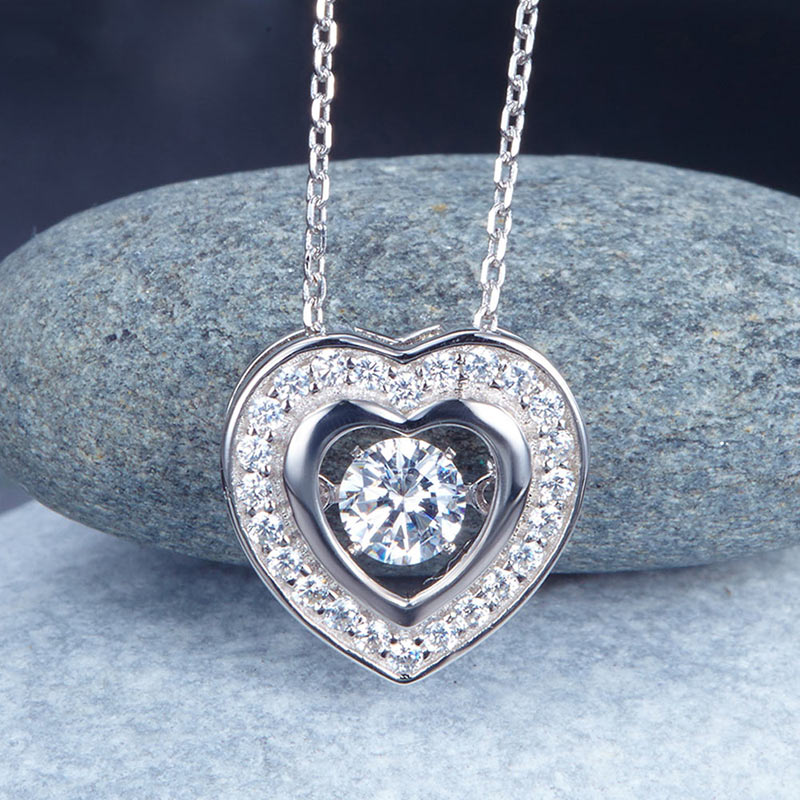 Dancing Stone Heart Pendant Bridal Gift - View 4 | SelinJewels