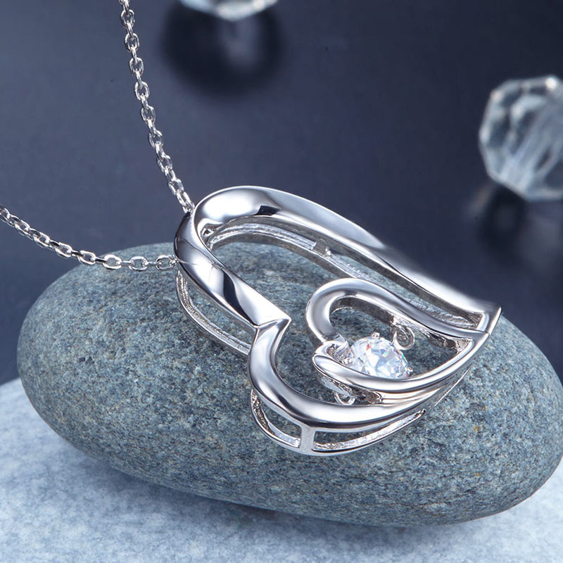 Dancing Stone Double Heart Pendant Necklace - View 5 | SelinJewels