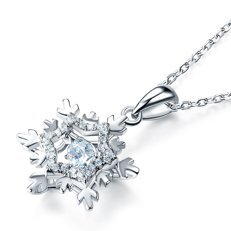 The Lumi Set - snowflake necklace detail view