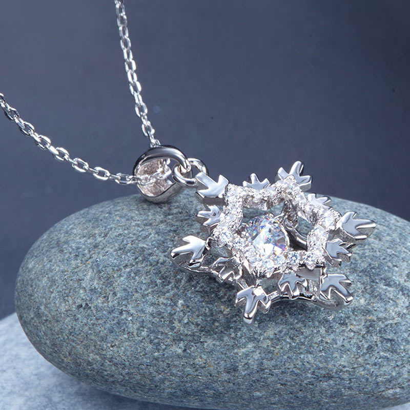 The Lumi Set - snowflake necklace close view