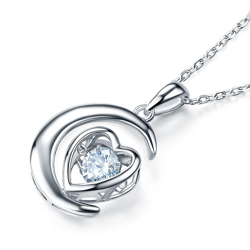 Dancing Stone Moon Heart Pendant Necklace - View 3 | SelinJewels