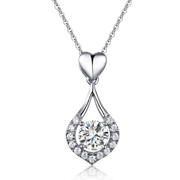 Heart Tear Drop Pendant Necklace 925 Sterling Silver | SelinJewels