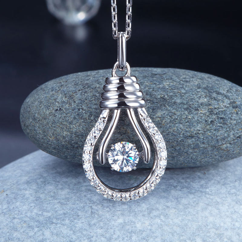 Dancing Stone Bulb Pendant Necklace - View 4 | SelinJewels