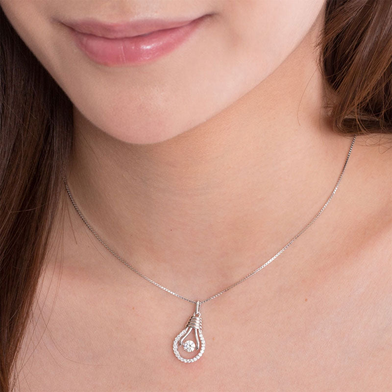 Dancing Stone Bulb Pendant Necklace - View 3 | SelinJewels