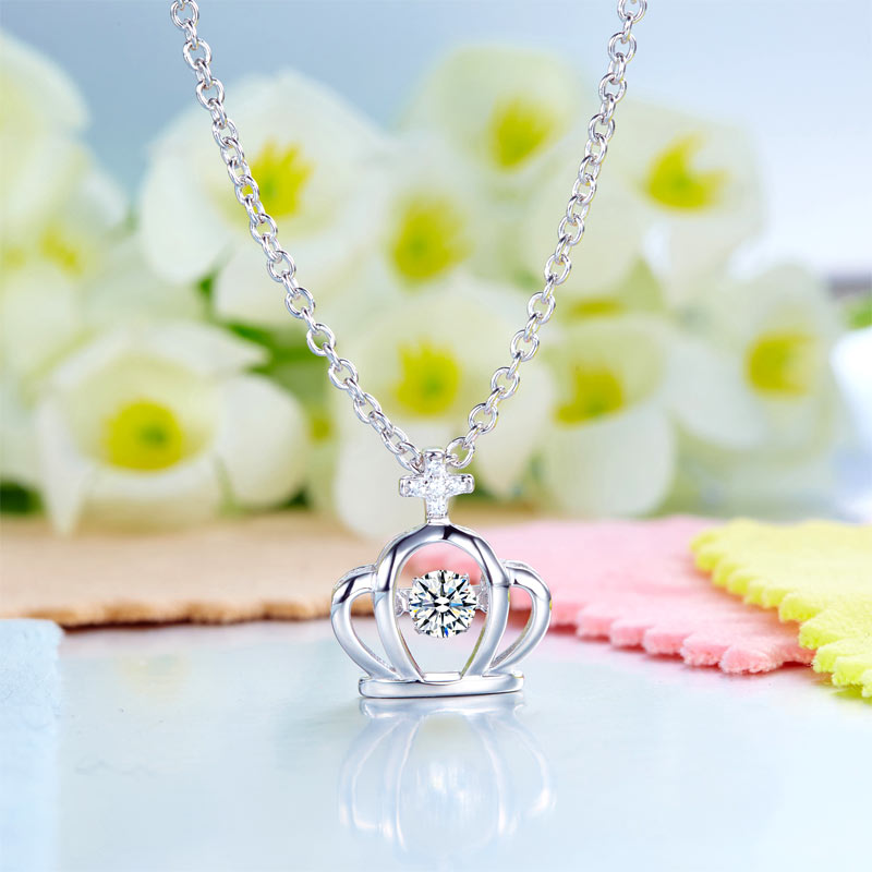 Crown Dancing Stone Kids Pendant Necklace - View 4 | SelinJewels