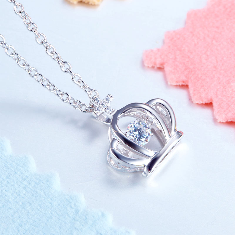 Crown Dancing Stone Kids Pendant Necklace - View 5 | SelinJewels