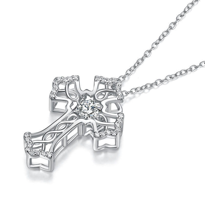 Vintage Style Cross Dancing Stone Pendant - View 4 | SelinJewels
