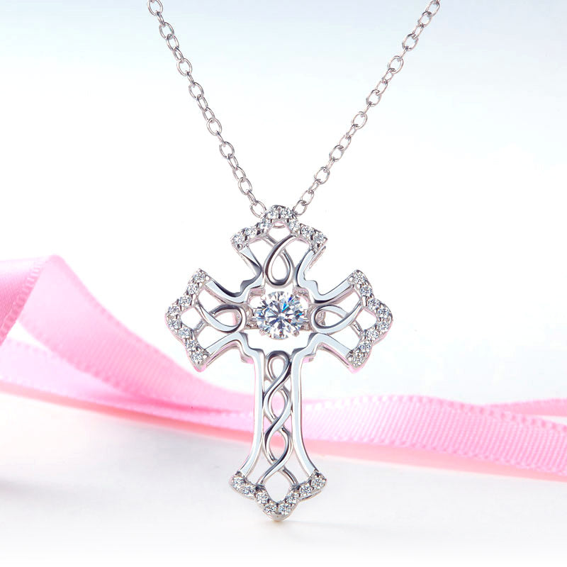 Vintage Style Cross Dancing Stone Pendant - View 5 | SelinJewels