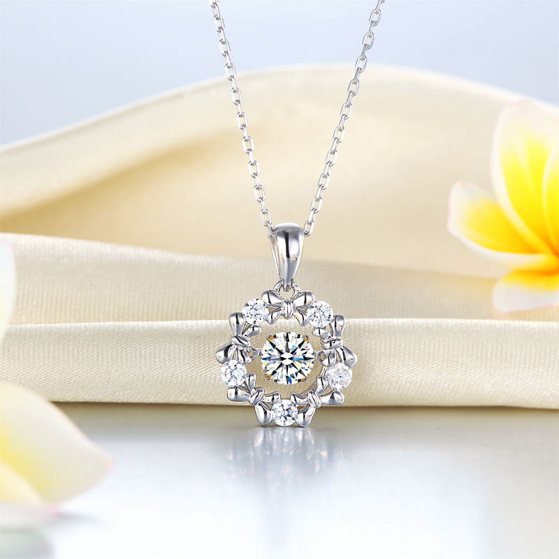 Dancing Stone Ribbon Flower Pendant - View 4 | SelinJewels
