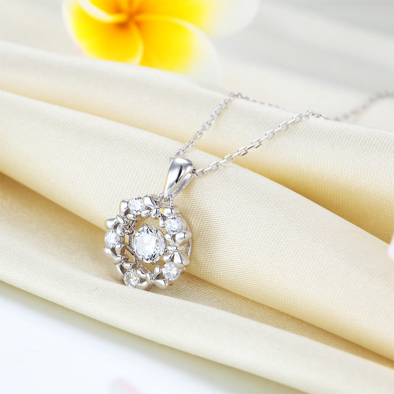 Dancing Stone Ribbon Flower Pendant - View 6 | SelinJewels