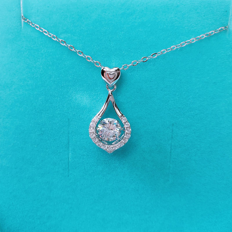 Moissanite Diamond Tear Drop Necklace - View 4 | SelinJewels