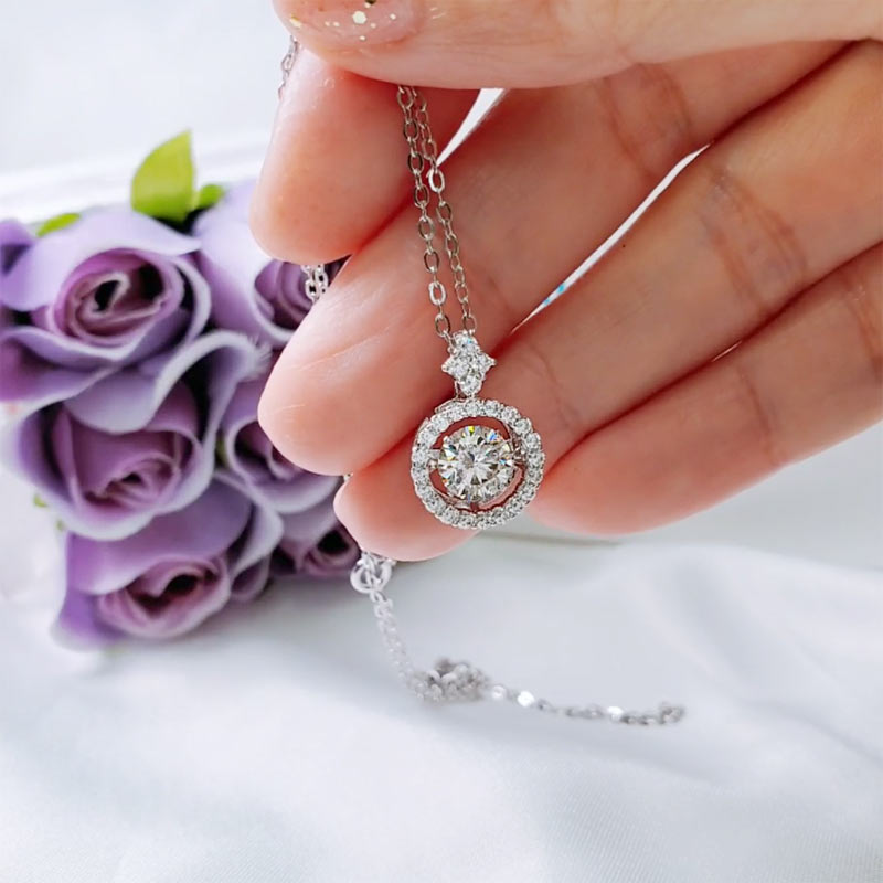 Moissanite Diamond Dancing Stone Necklace - View 5 | SelinJewels