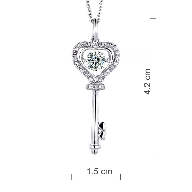 Moissanite Diamond Dancing Stone Key Necklace - View 7 | SelinJewels