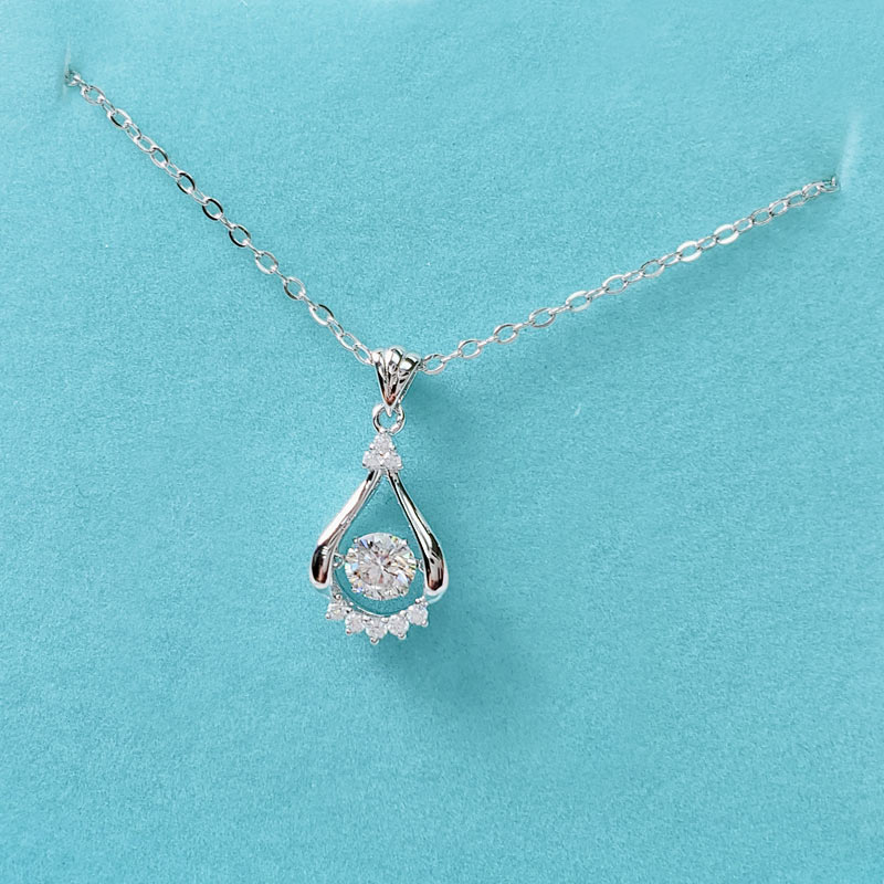 Dancing Stone Moissanite Diamond Necklace - View 4 | SelinJewels