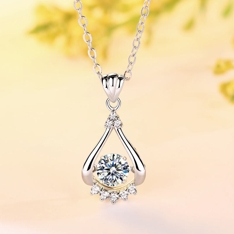 Dancing Stone Moissanite Diamond Necklace - View 2 | SelinJewels