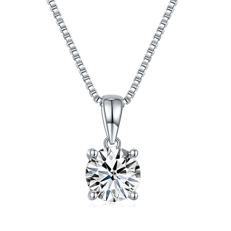 Classic round moissanite pendant necklace - MFN8140