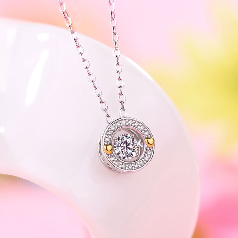 1 Carat Moissanite Diamond Dancing Stone Necklace - View 4 | SelinJewels