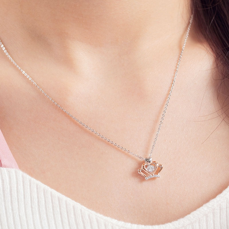 0.3 Carat Moissanite Diamond Heart Crown Necklace - View 2 | SelinJewels
