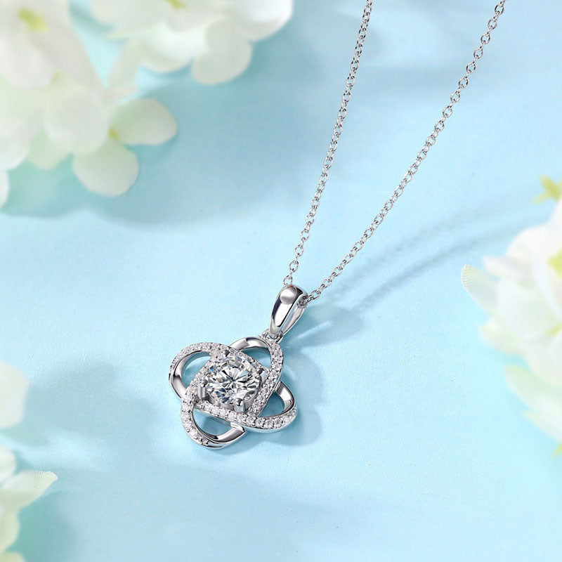The Fleur Set - flower moissanite necklace detail view