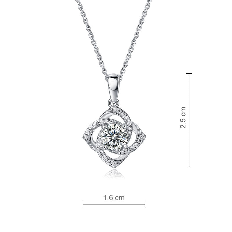 Moissanite Diamond Rose Pendant Necklace - View 4 | SelinJewels