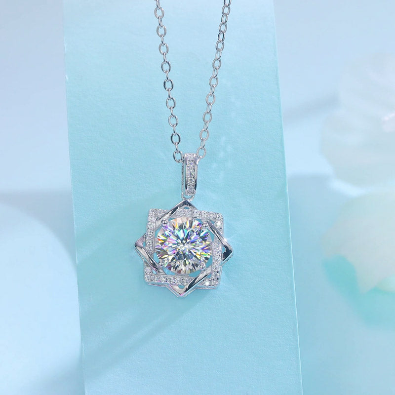 2 Carats Moissanite Diamond Octagram Pendant - View 5 | SelinJewels